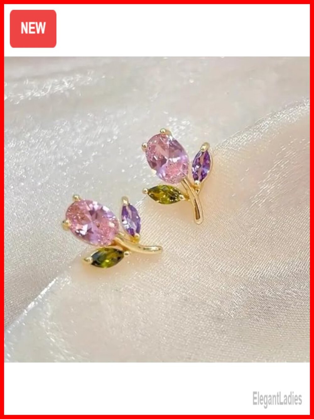 Tulip Stud Earrings for Women Sweet Pink Flower Ear Accessories